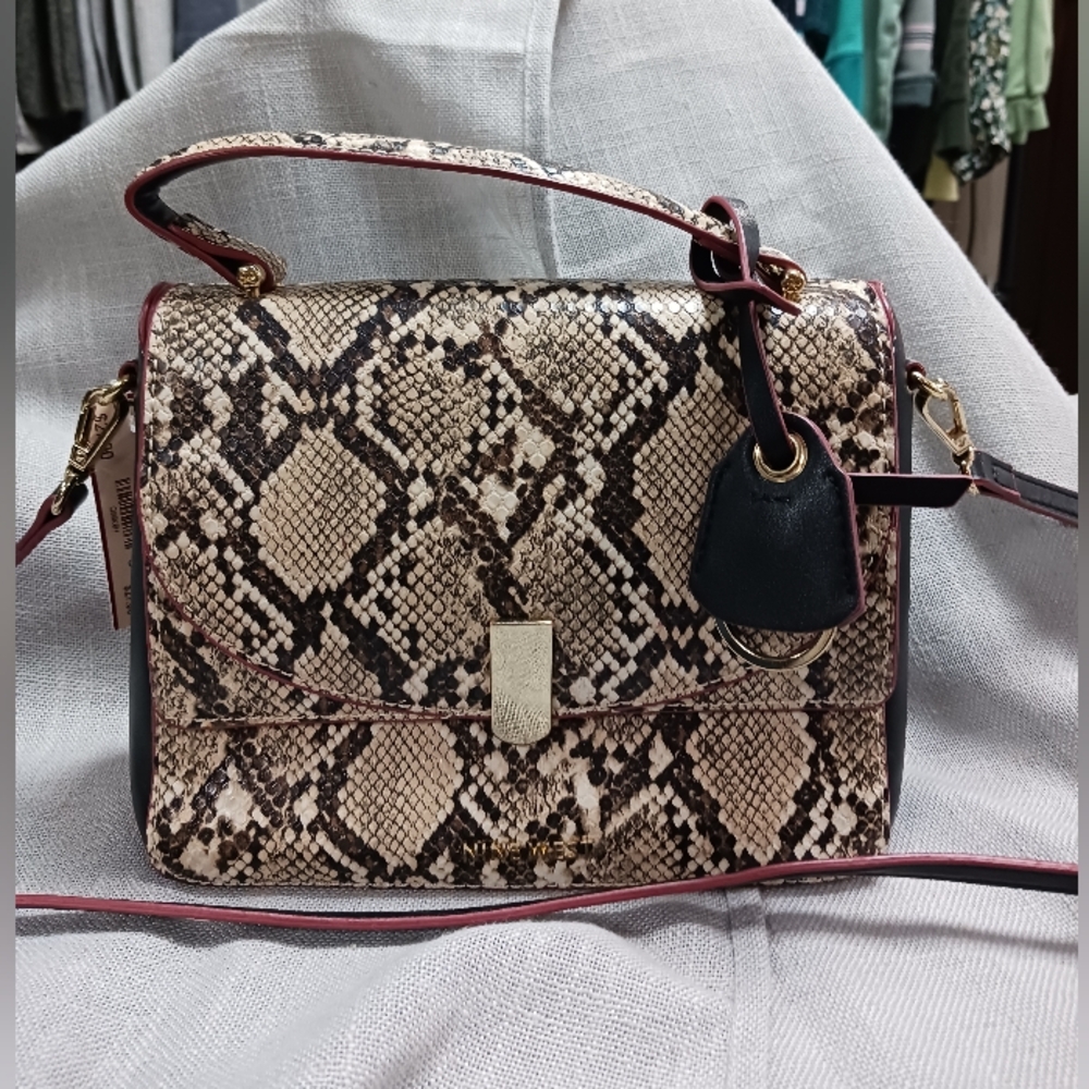 Nine West Snakeskin Crossbody Bag With Top Handle